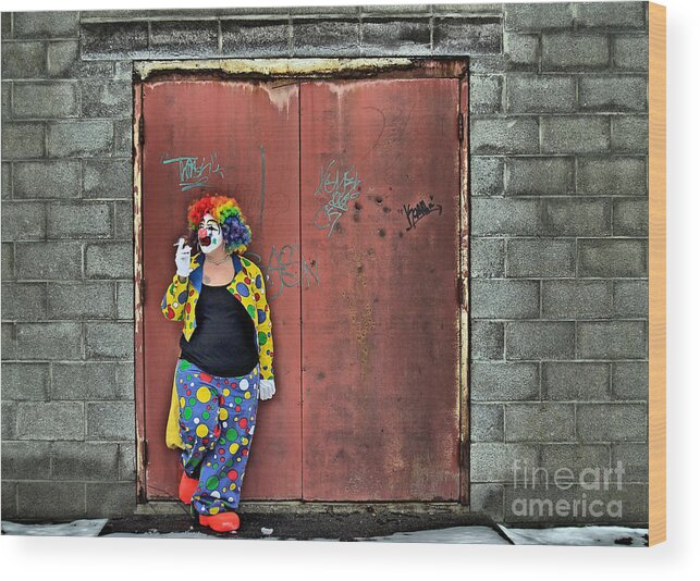 Clown Wood Print featuring the photograph Clown Trash by Terry Doyle