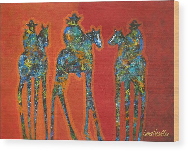 Contemporary Wood Print featuring the painting Cowboy Splash by Lance Headlee