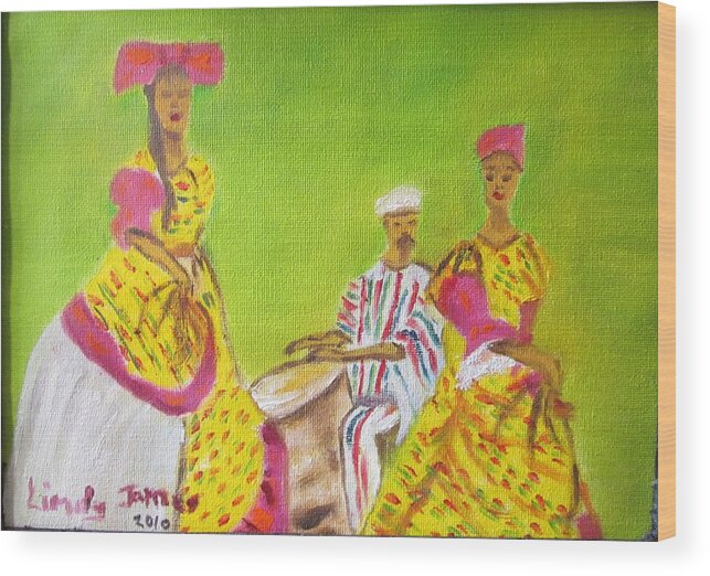 Dance Wood Print featuring the painting Dance de Belle by Jennylynd James