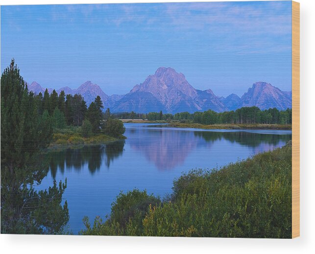 Oxbow Wood Print featuring the photograph Dawn at Oxbow Bend by Steve Zimic