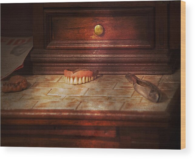 Dentist Wood Print featuring the photograph Dentist - False Teeth by Mike Savad