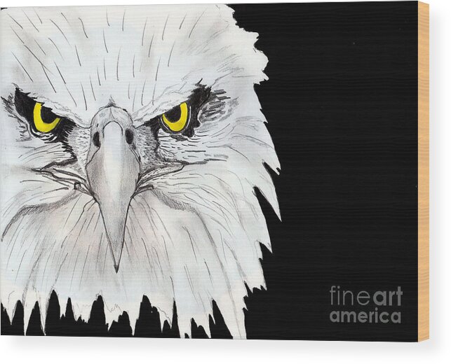 Landscape Wood Print featuring the painting Eagle by Shashi Kumar