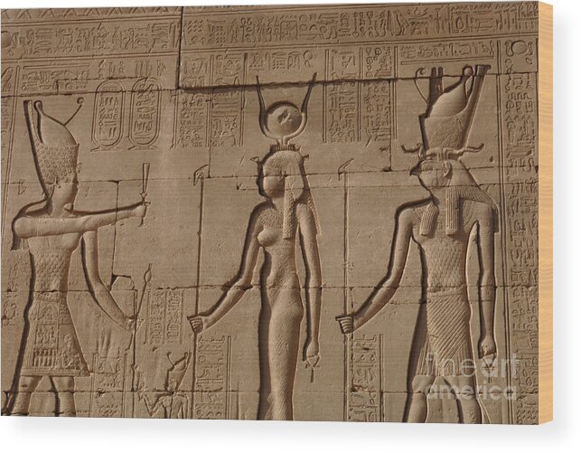 Hieroglyphics Wood Print featuring the photograph Egypt Hieroglyphics Dendara by Bob Christopher