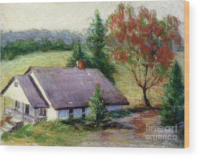 Pastel Wood Print featuring the pastel Ellijay Home by Gretchen Allen