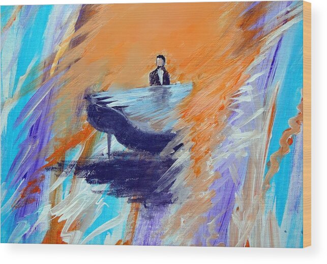 Piano Wood Print featuring the painting Feelings Of The Piano by Larry Cirigliano