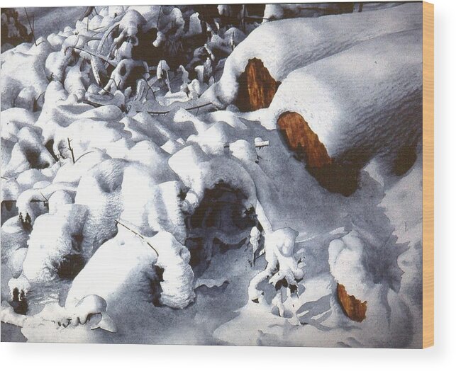 Winter Wood Print featuring the painting First Snow by Conrad Mieschke