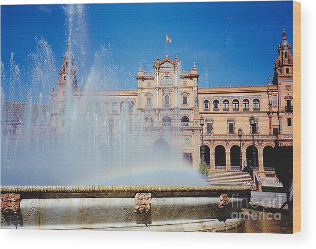 Plaza De Espana Wood Print featuring the photograph Fountain Rainbow by Barbara Plattenburg