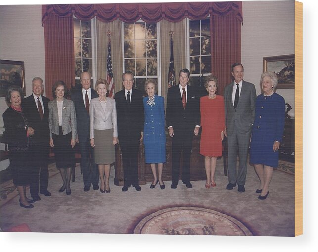 History Wood Print featuring the photograph Four Presidents And Five First Ladies by Everett