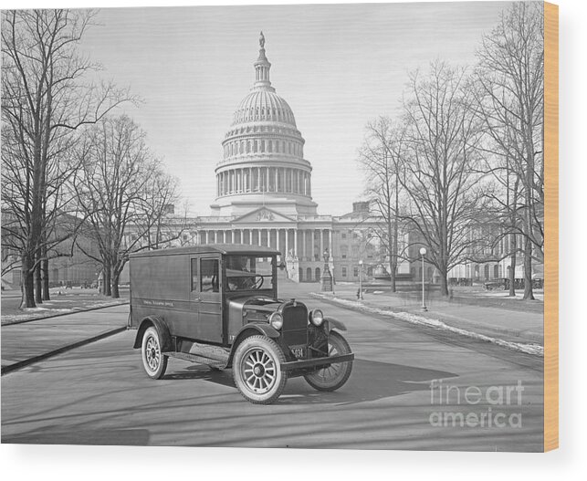 Gao Truck And White House 1910 Bw Wood Print featuring the photograph GAO Truck and White House 1910 BW by Padre Art