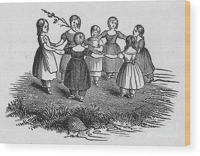 1844 Wood Print featuring the photograph Girls Playing, 1844 by Granger