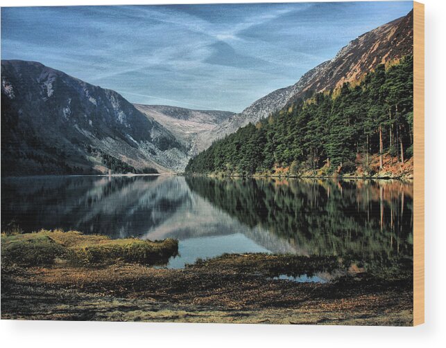 Upper Lake Wood Print featuring the photograph Glendalough in HDR by Celine Pollard