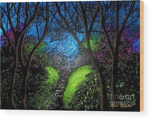 Night Wood Print featuring the painting Green River by Steven Lebron Langston