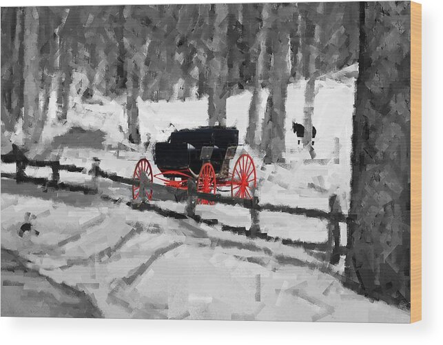 Winter Wood Print featuring the photograph Horse and Buggy - No Work Today - Abstract by Janice Adomeit