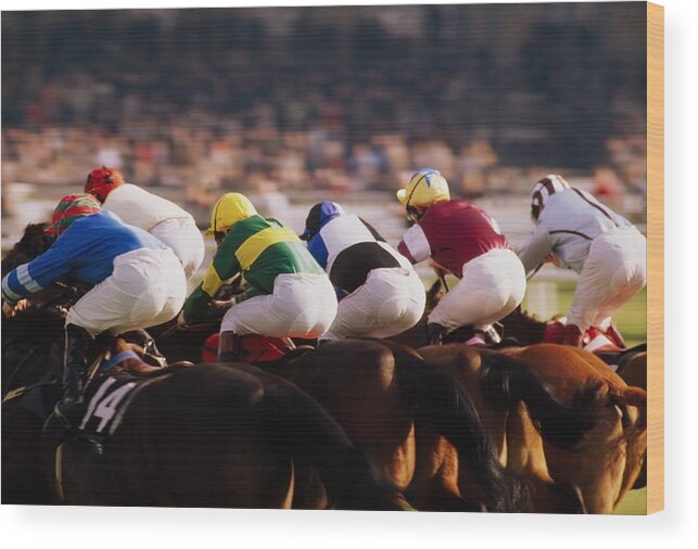 Background People Wood Print featuring the photograph Horse Racing, Phoenix Park, Dublin by The Irish Image Collection 