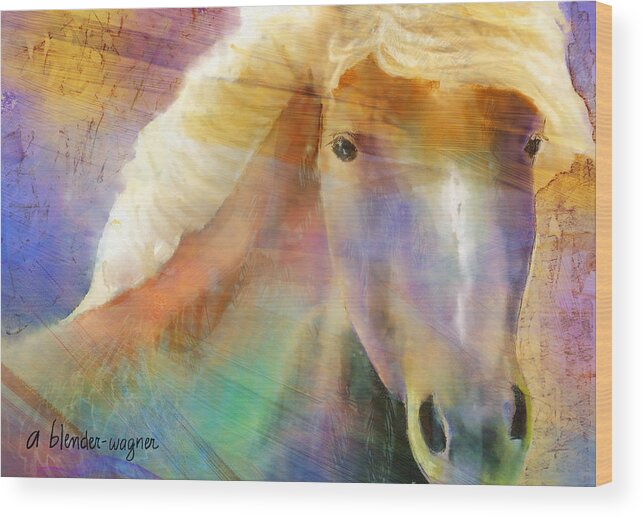 Horse Wood Print featuring the digital art Horse With The Golden Mane by Arline Wagner