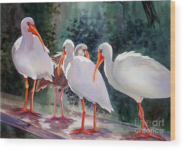 Ibis Wood Print featuring the painting Ibis - Youngster Among Us. by Roxanne Tobaison