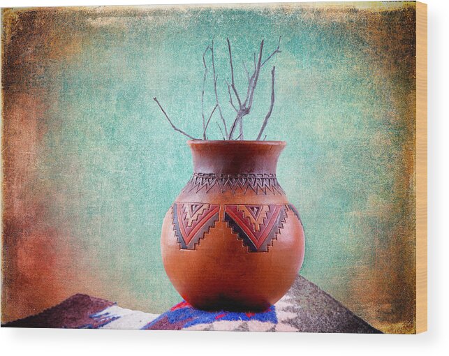 Indian Pottery Wood Print featuring the photograph Indian Pottery No2 by James Bethanis