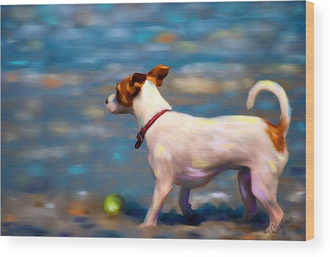 Jack Russell Terrier Wood Print featuring the painting Jack at the Beach by Michelle Wrighton