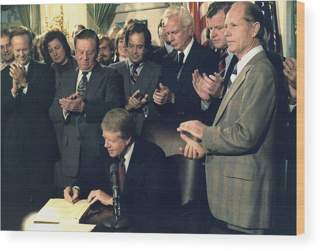 History Wood Print featuring the photograph Jimmy Carter Signs Airline Deregulation by Everett