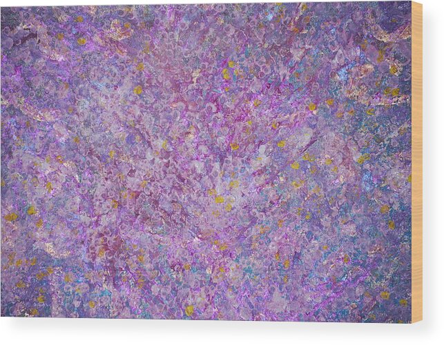 Lavender Haze Painting A Hint Of Lavender And Blue Flower In A Fog. Abstract Flowers Wood Print featuring the painting Lavender Haze Painting by Don Wright