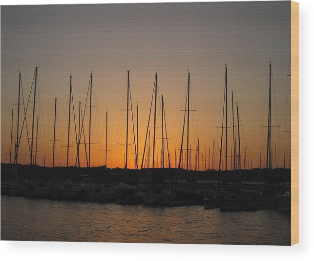 Sunset Wood Print featuring the photograph Marina at sunset by Life Makes Art