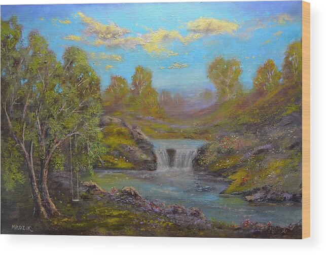 Landscape Wood Print featuring the painting Memories from The Past by Michael Mrozik