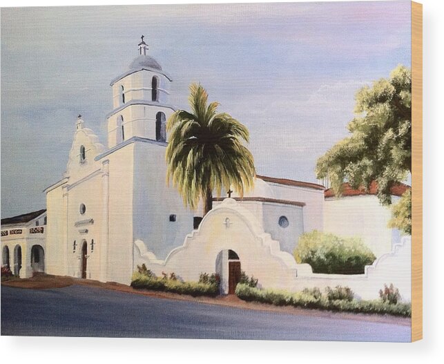 Landscape Wood Print featuring the painting Mission Bells by Barbara Gilroy