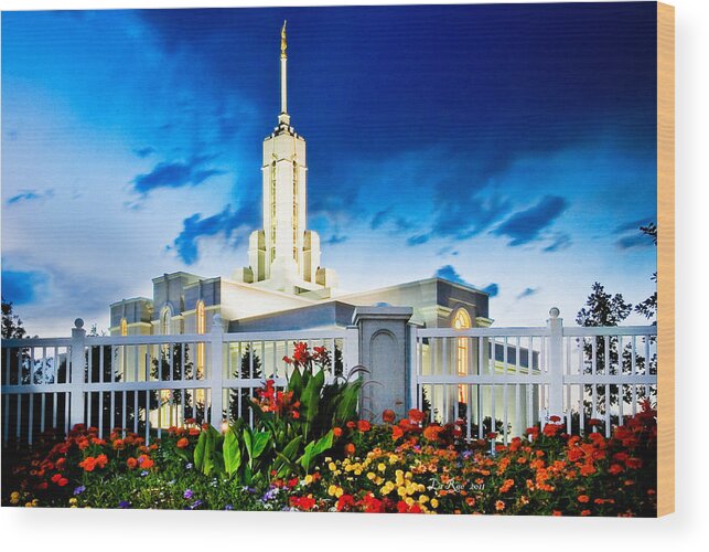 Mt Timpanogas Temple Wood Print featuring the photograph Mt Timpanogas Flowers by La Rae Roberts