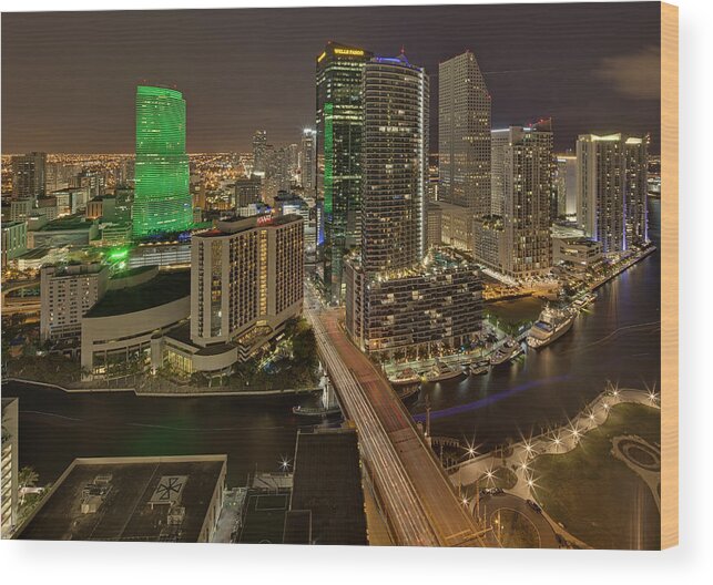 Miami Wood Print featuring the photograph Nighttime Miami by Nick Shirghio
