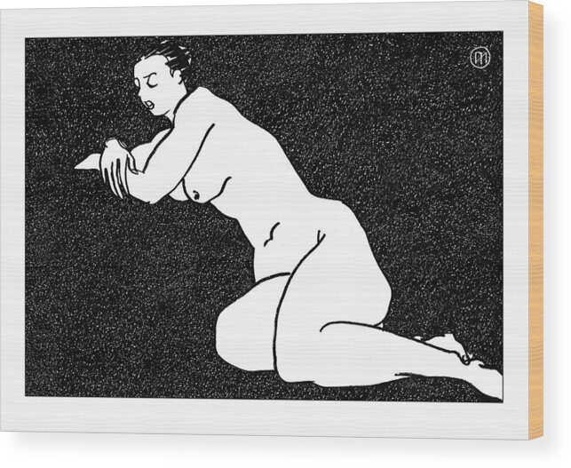 Nude Wood Print featuring the drawing Nude Sketch 60 by Leonid Petrushin