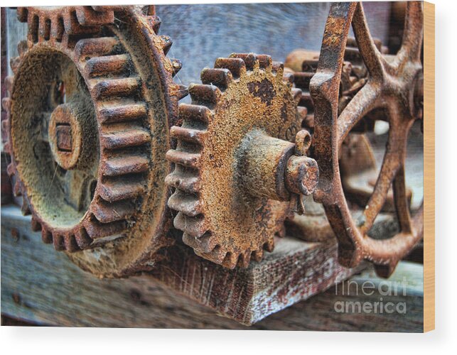 Gears Wood Print featuring the photograph Old Gears by Norma Warden