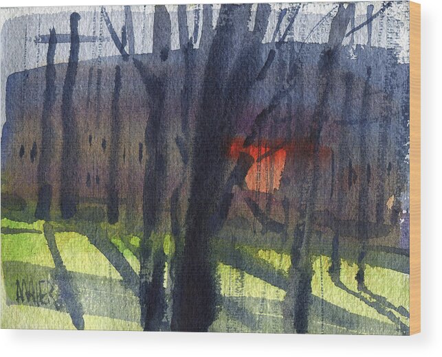 Landscape Wood Print featuring the painting Orange Window by Donald Maier
