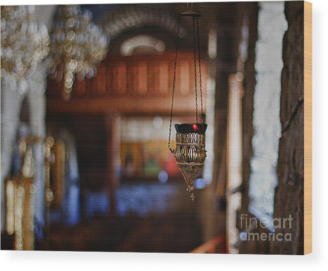 Candle Wood Print featuring the photograph Orthodox Church Oil Candle by Stelios Kleanthous