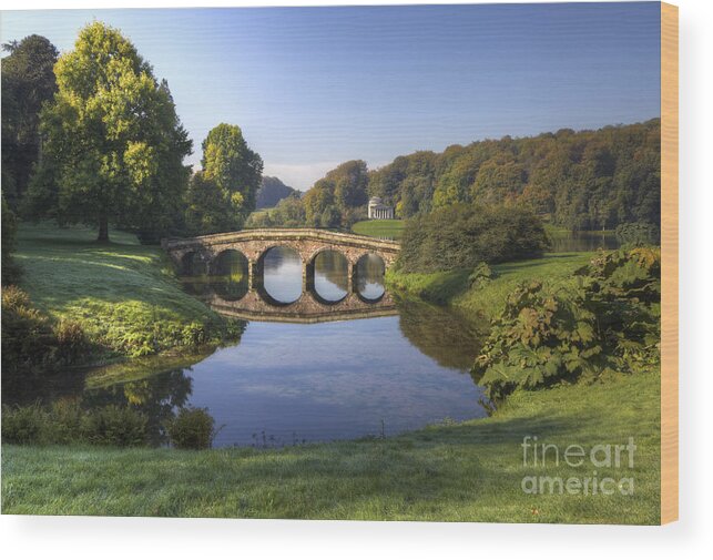 Clare Bambers Wood Print featuring the photograph Palladian Bridge at Stourhead. by Clare Bambers