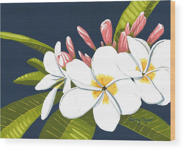 Plumeria Wood Print featuring the painting Plumeria by Terry Taylor