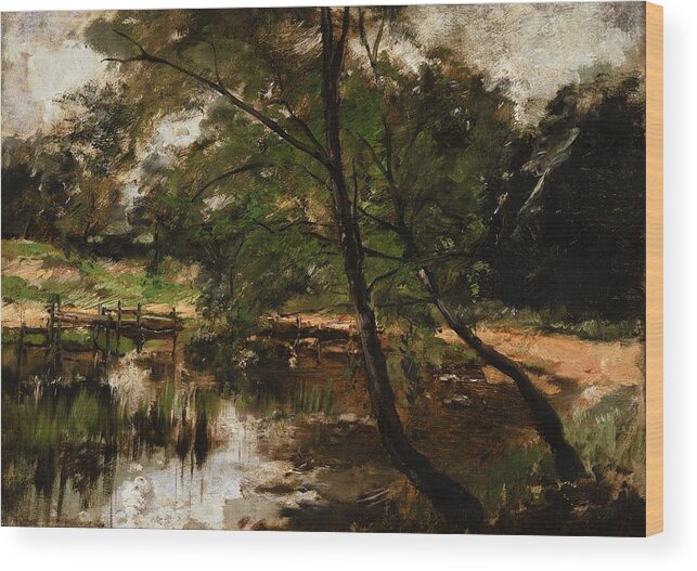 Germany Wood Print featuring the painting Pool at Polling Bavaria by Frank Duveneck