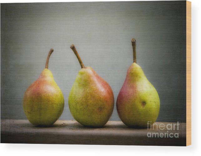Fruit Wood Print featuring the photograph Three Pears  by Alana Ranney