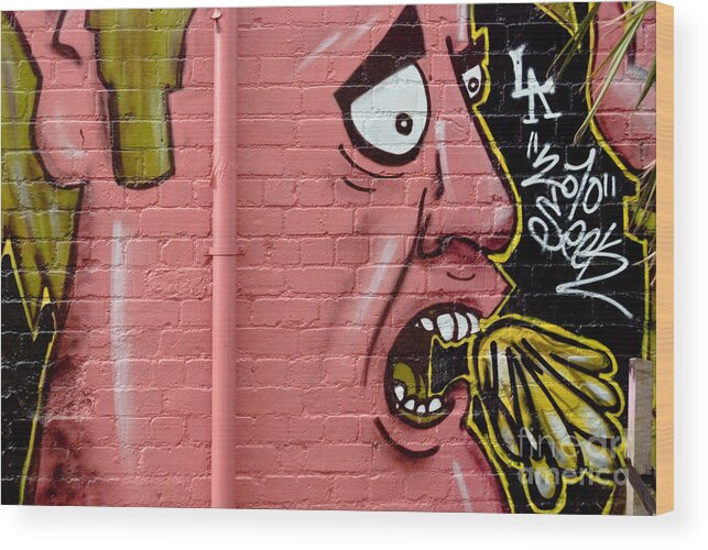 Graffiti Wood Print featuring the painting Red face anger by Yurix Sardinelly
