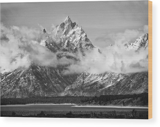 Wyoming Wood Print featuring the photograph Rock Chuck Peak  Jackson Lake Wyoming by Gordon Ripley