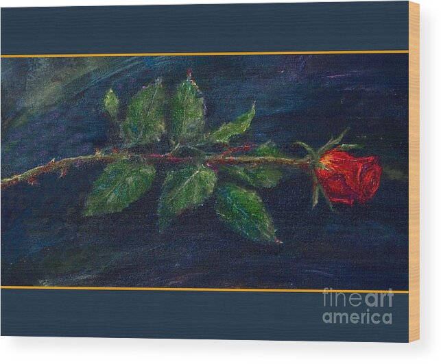 Still Life Wood Print featuring the mixed media Rose by Arturas Slapsys