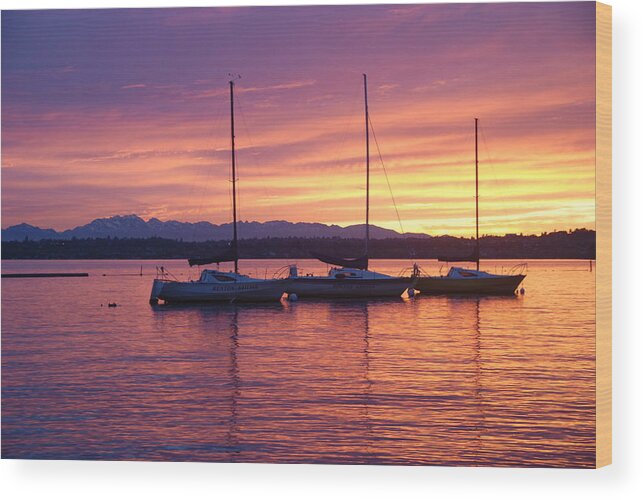 Sunset Wood Print featuring the photograph Serene Sunset by Michael Merry