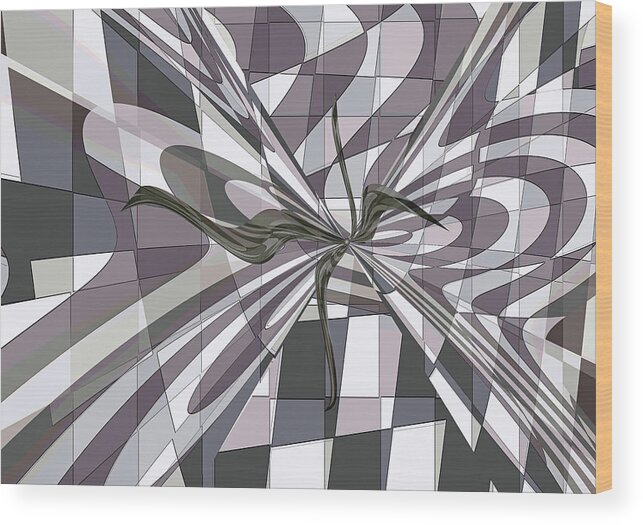 Absstract Wood Print featuring the digital art Shades of Gray by Ginny Schmidt