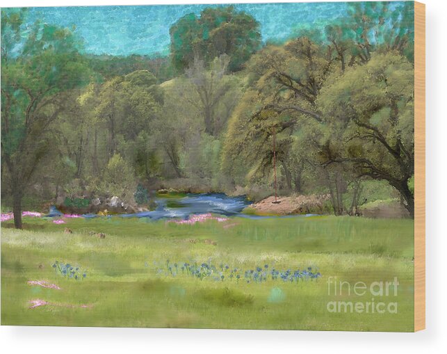 Nevada County Wood Print featuring the digital art Spenceville Wildlife Area by Lisa Redfern