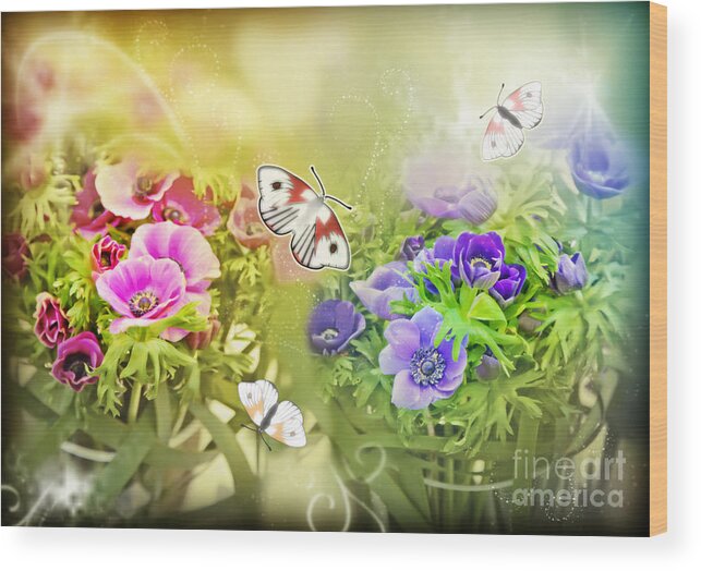 Summer Wood Print featuring the digital art Spring Flowers by Ariadna De Raadt