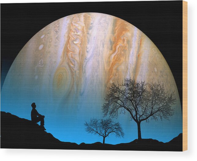 Space Wood Print featuring the photograph Staring at Jupiter by Larry Landolfi