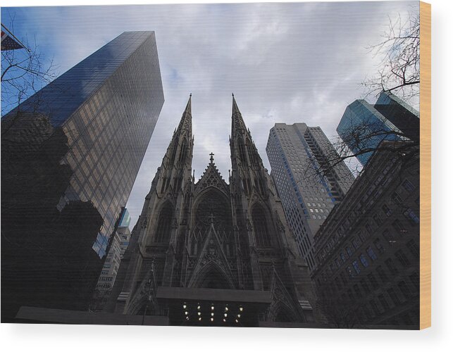 New York City Wood Print featuring the photograph Steeples by John Schneider