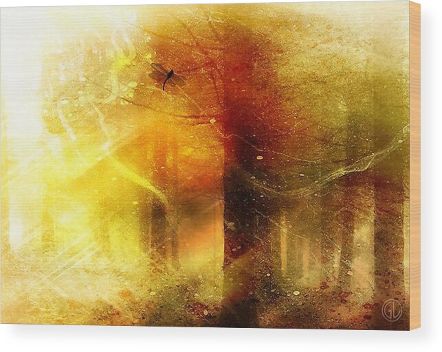 Nature Wood Print featuring the digital art Summers last dragonfly by Gun Legler