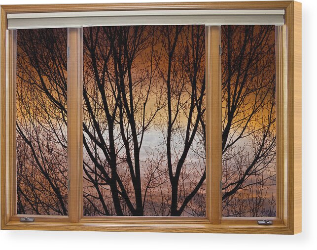 Window Wood Print featuring the photograph Sunset Into The Night Window View 2 by James BO Insogna