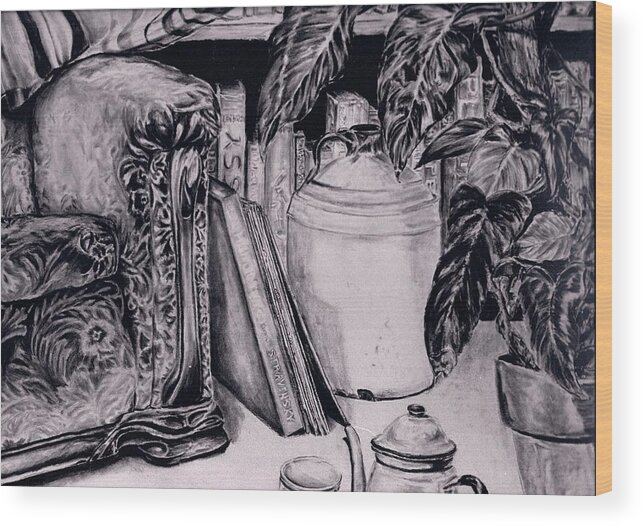 Tea For Two Wood Print featuring the drawing Tea for Two by Brian Sereda