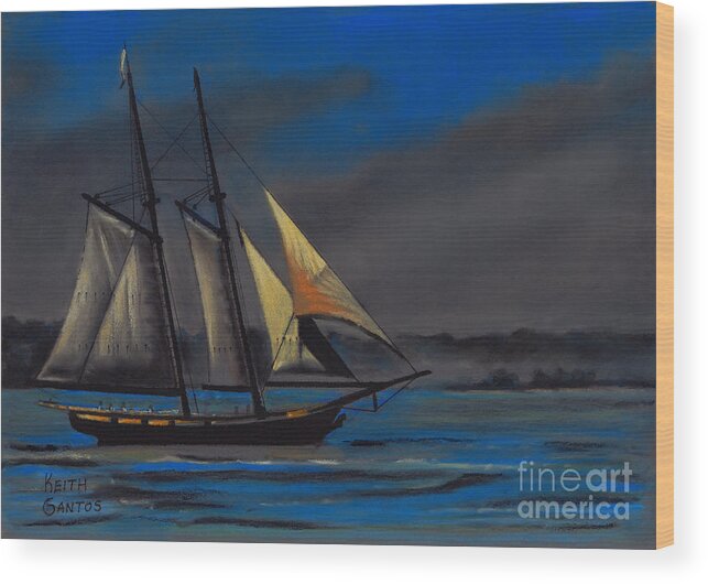 Ship Wood Print featuring the pastel The Californian by Keith Gantos